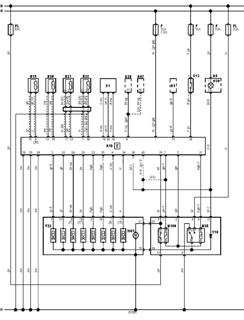 Електросхема ABS тип 2 Nissan Micra (K11)