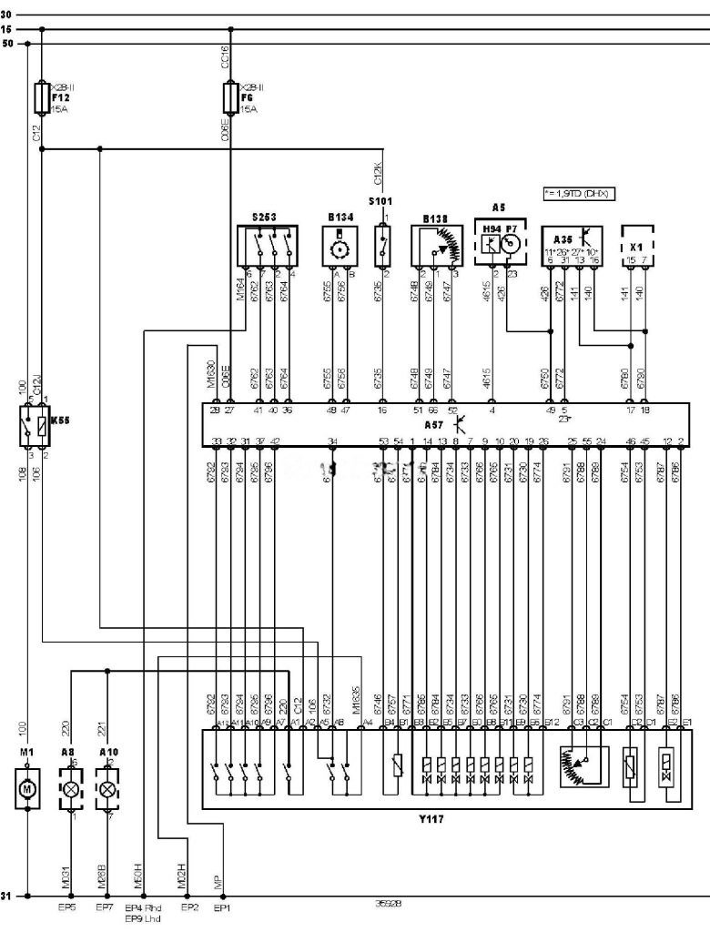Електросхема АКПП тип 1 Peugeot 406