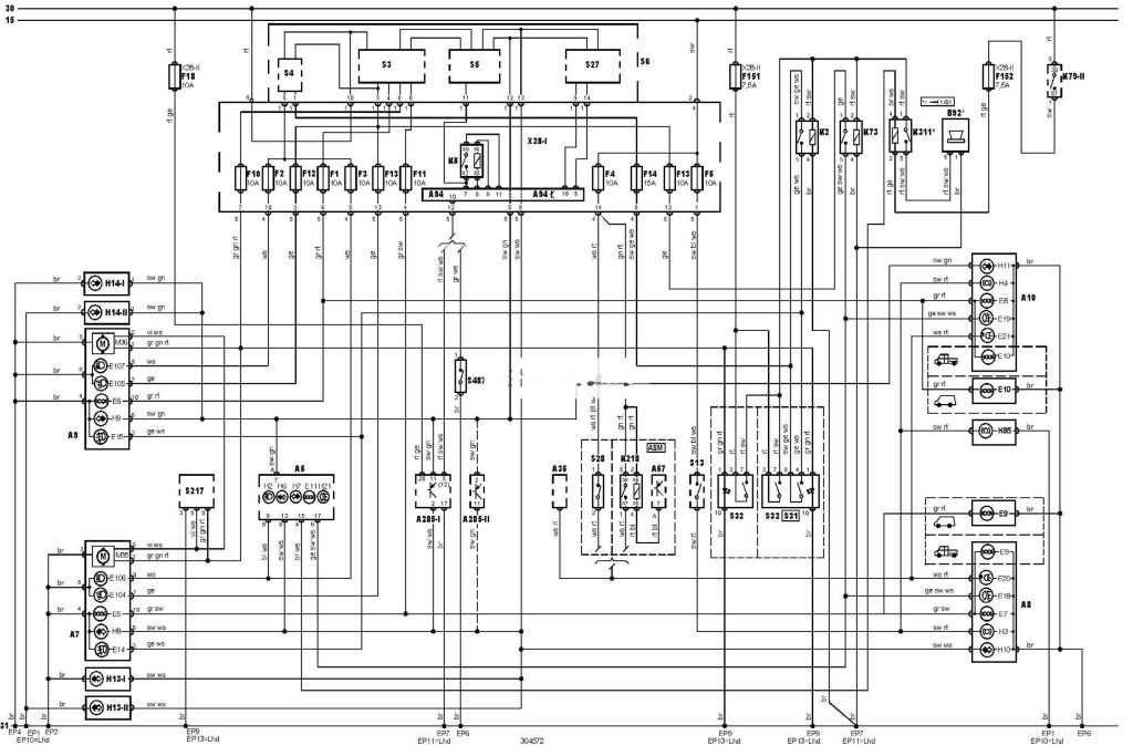 Електросхема зовнішнього освітлення тип 5 Mercedes Benz Sprinter (901)