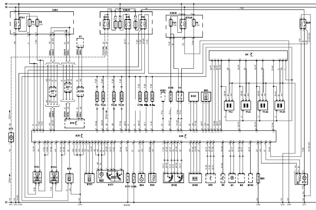 Електросхема двигуна B207E тип 3 Saab 9-3