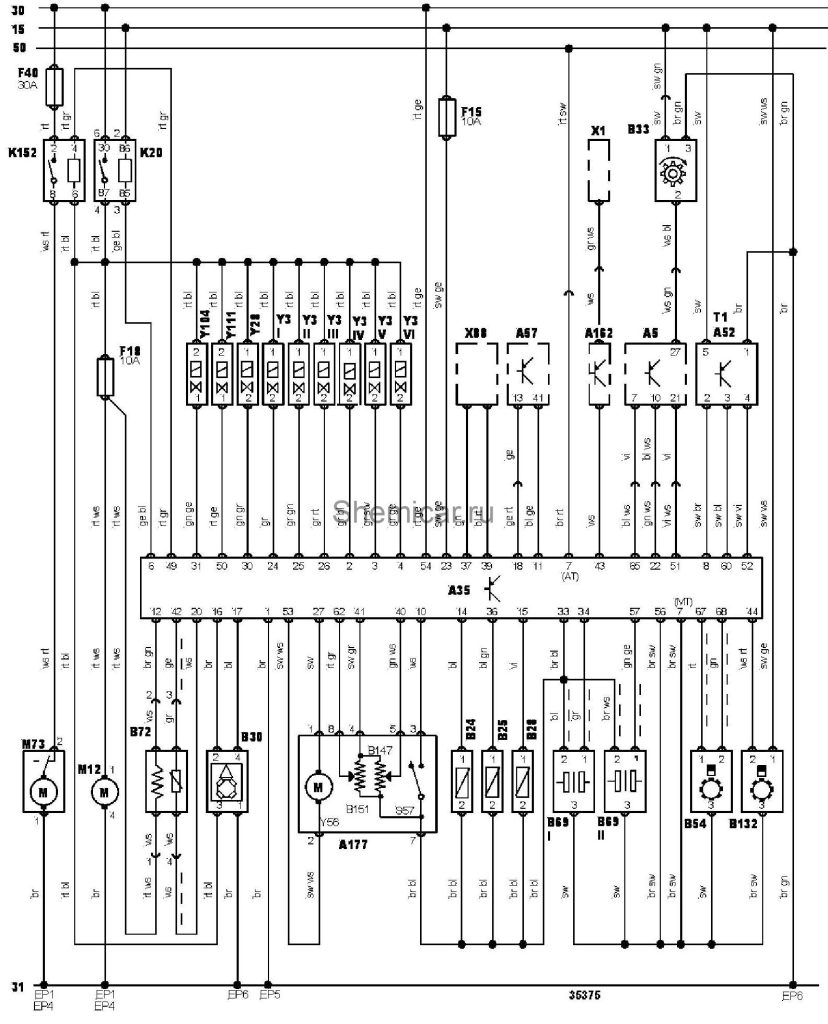 Електросхема двигуна AAA тип 1 Seat Alhambra (95-00)