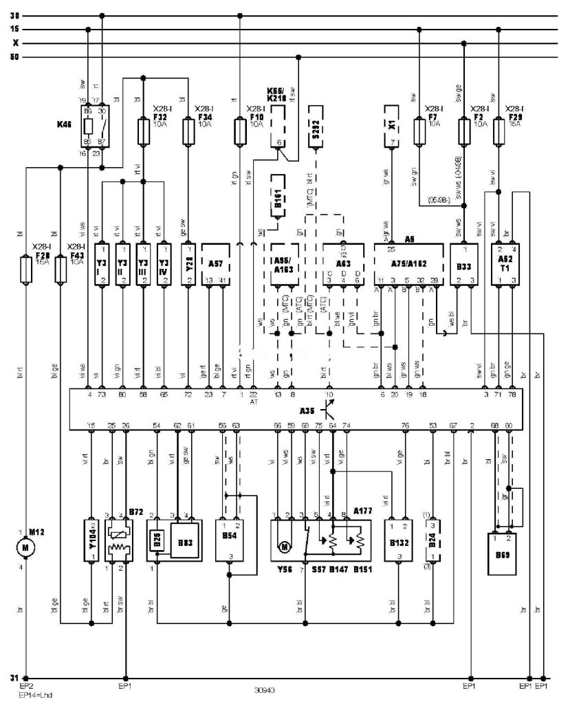 Електросхема двигуна AHW тип 1 Volkswagen Bora (1J) (1J2/1J6)