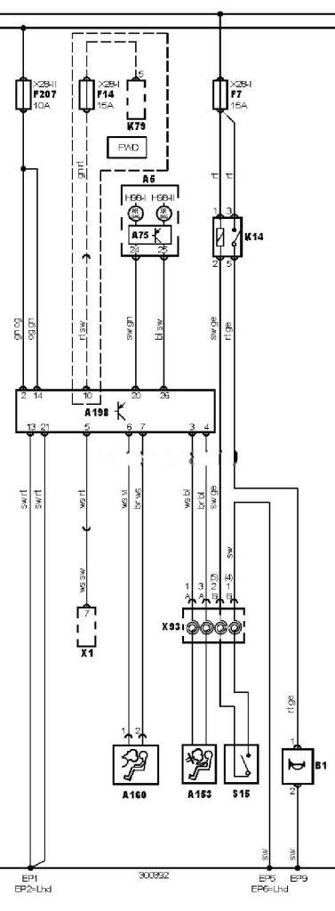 Електросхема подушок безпеки тип 3 Ford Transit 2000-2006