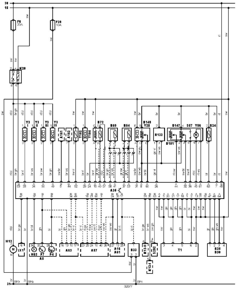 Електросхема двигуна X18XE1 Opel Astra-G