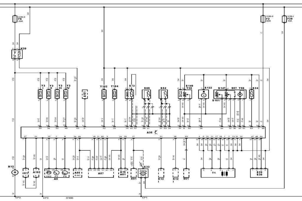 Електросхема двигуна X18XE1 Opel Zafira-A
