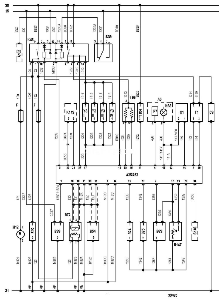 Електросхема двигуна XU7JP/Z тип 2 Peugeot 405