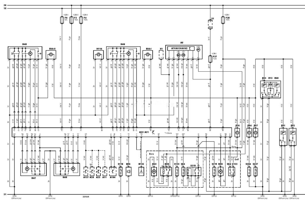Електросхема освітлення салону тип 2 Volkswagen Bora (1J) (1J2/1J6)